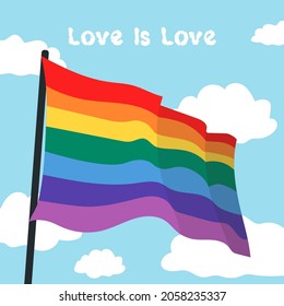 LGBT pride flag rainbow on sky vector illustration. Lesbian, Gay, Bisexual and Transgender Rights.