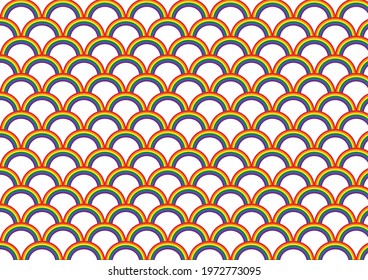 LGBT pride flag rainbow repeated wallpaper pattern in vector. Peace flag movement. Editable for web and print.