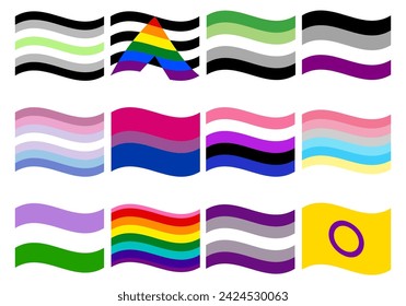 LGBT Pride flag set. Pride community flag. 