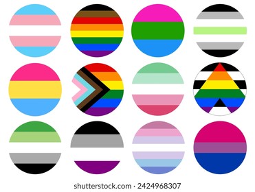 Bandera del Orgullo LGBT. Bandera de la comunidad del Orgullo en el círculo.