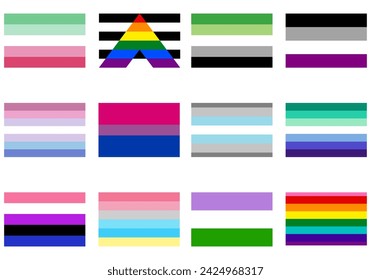 LGBT Pride flag set. Pride community flag. 