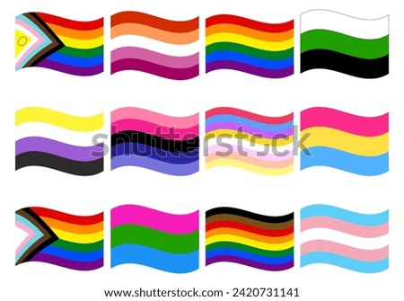 LGBT Pride flag set. Pride community flag. 