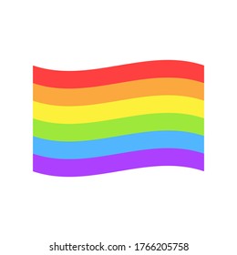 LGBT pride flag vector illustration isolated on white. Rainbow wave flag symbol.