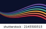 LGBT Pride Flag Wave Background. LGBTQ Gay Pride Neon Rainbow Flag Illustration Isolated on Dark Blue Background. Vector Banner Template for Pride Month