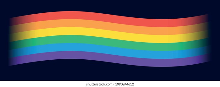 LGBT Pride Flag Wave Background. LGBTQ Gay Pride Rainbow Flag  Equality, respect. Illustration Isolated on Dark Background. Pattern, Vector Banner Template for Pride Month