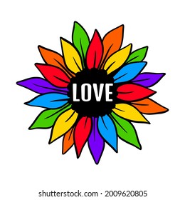 Lgbt pride. Gay parade. Rainbow sunflower flag. Lgbtq vector symbol isolated on a white background. Lesbian, bisexual, transgender concept.