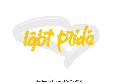 Lgbt pride hand drawn lettering text. Vector illustration.