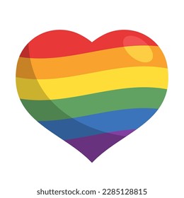 Lgbt pride heart. Rainbow flag love symbol. Diversity and freedom. Flat style vector icon with shadows and sparks.