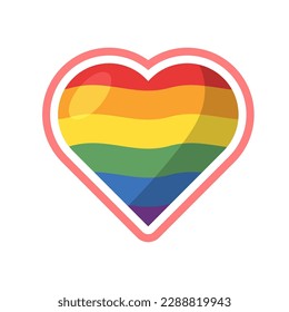 Lgbt pride heart. Rainbow flag love symbol. Diversity and freedom. Flat style vector icon with shadows and sparks.