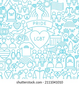 LGBT Pride Line Seamless Pattern. Vector Illustration of Outline Background.