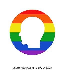 LGBT pride logo icon sign Male face avatar