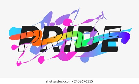 Fierté LGBT Typographie Noire moderne avec un dégradé d'hologrammes éclatant et une illustration de thread arc-en-ciel