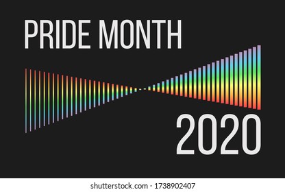 LGBT Pride Month 2020. Vector geometric concept on dark background. Poster, flyer or postcard.