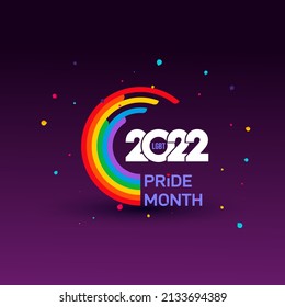 LGBT Pride Month 2022. Pride day line abstract logo. LGBTQ related symbol in rainbow colors. Human rights and tolerance. Gay pride. Rainbow community pride month. Love, freedom, support, peace flat.