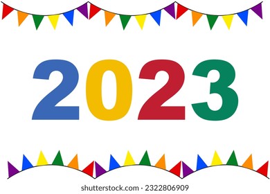 LGBT Pride Month 2023 with flags on white background vector and illustration concept.