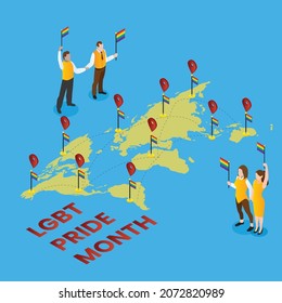 LGBT pride month 3d isometric vector illustration concept for banner, website, landing page, ads, flyer template