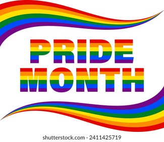 LGBT pride month background, LGBT colors rainbow flag with text. Banner, poster, template, vector