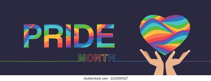 LGBT pride month background. Vector background with rainbow colors and heart shape.