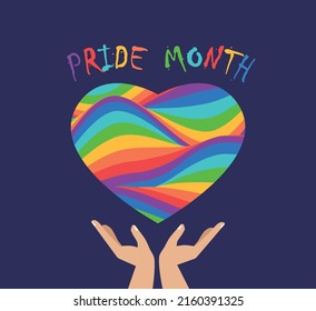 LGBT pride month background. Vector background with rainbow colors and heart shape