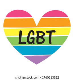 Lgbt pride month. Pride day heart flag logo.