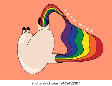 LGBT Pride Month und Vielfalt Konzept Hintergrund mit Regenbogen Fahne Streifen und Herz dekoriert. Designelement kann für Plakat, Hintergrund, Banner, Broschüre, Flyer, Druck, Vektorillustration verwendet werden