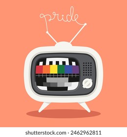 LGBT Pride month and diversity concept background decorated with flat design television. Design element can be used for poster, backdrop, banner, brochure, leaflet, flyer, print, vector illustration