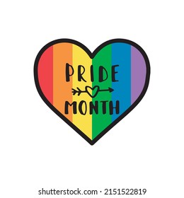 LGBT pride month. Doodle colored heart. Vector illustration