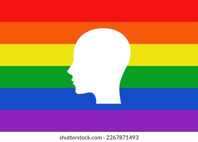 LGBT pride month flag Head face logo icon sign Girl power Rainbow love concept Human rights and tolerance Trendy design Fashion print clothes apparel greeting invitation card cover flyer poster banner