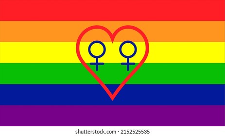 LGBT pride month flag with men lovers inside a heart.