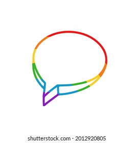 LGBT pride month flag Speech logo icon sign LGBTQ symbol Rainbow love concept Human rights and tolerance Modern colorful design style Fashion print clothes apparel greeting card flyer banner poster