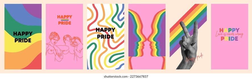 LGBT Pride Month Instagram Stories Collection Design EPS10, template, illustration, background, greeting card, banner, landing page, posts, leaflet, brochure, flyer, etc.