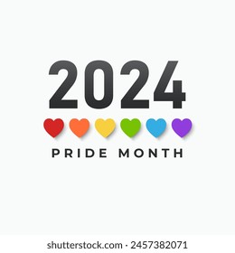 LGBT Pride Month in June 2024. LGBT heart rainbow pride month wallpaper. Symbol of pride month. Design for poster, flyer, web, banner, template. Vector Illustration.