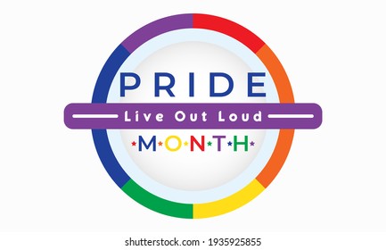 Mes del Orgullo LGBT en junio. Bandera LGBT en el texto. Cartel, tarjeta, pancarta, fondo, diseño de camisetas. Ilustración vectorial. EPS 10