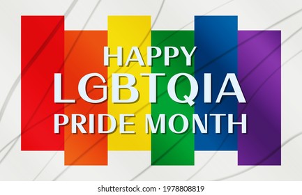 LGBT Pride Monat im Juni. LGBT-Flag im Text. Poster, Karte, Banner, Hintergrund, T-Shirt-Design. Vektorgrafik. EPS10
