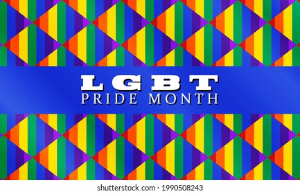 LGBT Pride Month in June. LGBT flag in text. Poster, card, banner, background, T-shirt design. Vector ilustration. EPS 10