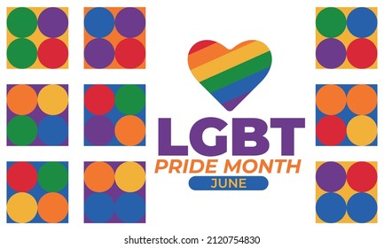 LGBT Pride Month in June. LGBT flag in text. Poster, card, banner, background, T-shirt design. Vector ilustration. EPS 10