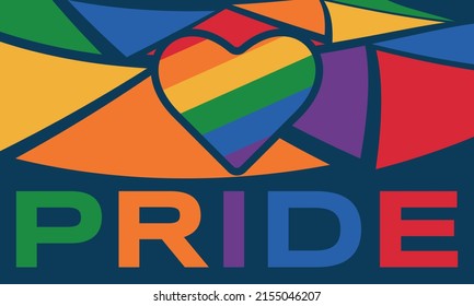 LGBT Pride Month in June. LGBT flag in text. Poster, card, banner, background, T-shirt design. Vector ilustration. EPS 10