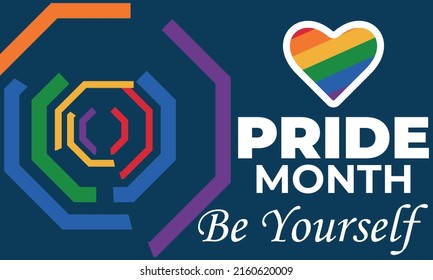LGBT Pride Month in June. LGBT flag in text. Lesbian Gay Bisexual Transgender. Poster, card, banner, background, T-shirt design. Vector ilustration. EPS 10