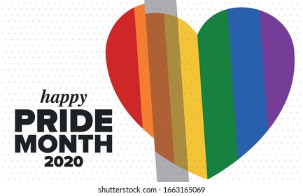 LGBT Pride Month in June. Lesbian Gay Bisexual Transgender. Celebrated annual. LGBT flag. Rainbow love concept. Human rights and tolerance. Poster, card, banner and background. Vector ilustration