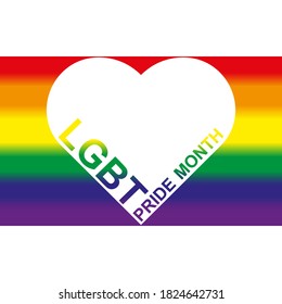 LGBT Pride Month in June. Lesbian Gay Bisexual Transgender. Celebrated annual. LGBT flag. Rainbow love concept. Human rights and tolerance. Poster, card, banner and background. Vector ilustration
