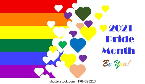 LGBT Pride Month in June. Lesbian Gay Bisexual Transgender. Celebrated annual. LGBT flag. Rainbow love concept. Human rights and tolerance. Poster, card, banner and background. Vector illustration