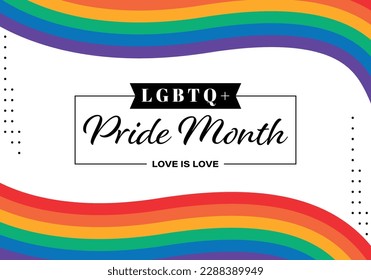 LGBT Pride Month in June. Lesbian Gay Bisexual Transgender. Celebrated annual. LGBT flag. Rainbow love concept. Human rights and tolerance. Poster, card, banner and background. Vector ilustration