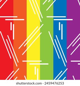 LGBT Pride Month in June. Lesbians, gays, bisexuals, transsexuals. LGBT flag. Rainbow love concept. Human rights and tolerance. Poster, card, banner, background. Vector illustration, seamless pattern.