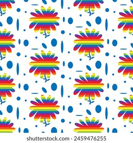 LGBT Pride Month in June. Lesbians, gays, bisexuals, transsexuals. LGBT flag. Rainbow love concept. Human rights and tolerance. Poster, card, banner, background. Vector illustration, seamless pattern.