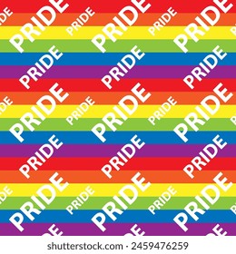 LGBT Pride Month in June. Lesbians, gays, bisexuals, transsexuals. LGBT flag. Rainbow love concept. Human rights and tolerance. Poster, card, banner, background. Vector illustration, seamless pattern.