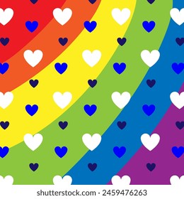 LGBT Pride Month in June. Lesbians, gays, bisexuals, transsexuals. LGBT flag. Rainbow love concept. Human rights and tolerance. Poster, card, banner, background. Vector illustration, seamless pattern.