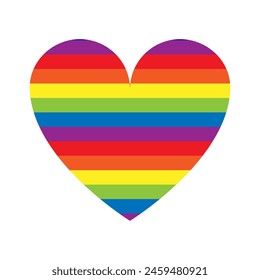 LGBT Pride Month in June. Lesbians, gays, bisexuals, transsexuals. LGBT flag. Rainbow love concept. Human rights and tolerance. Poster, postcard, banner, icon. Heart illustration on white.