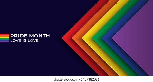 LGBT Pride Month in June. Rainbow flag pride month wallpaper. Symbol of pride month. Lesbian Gay Bisexual Transgender. Design for poster, flyer, web, banner, template. Vector Illustration.