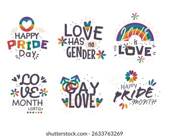 Lgbt Pride Month Lettering Set Vector. vector and illustrator 