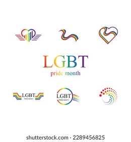 LGBT Pride Month logo and symbol set illustration design